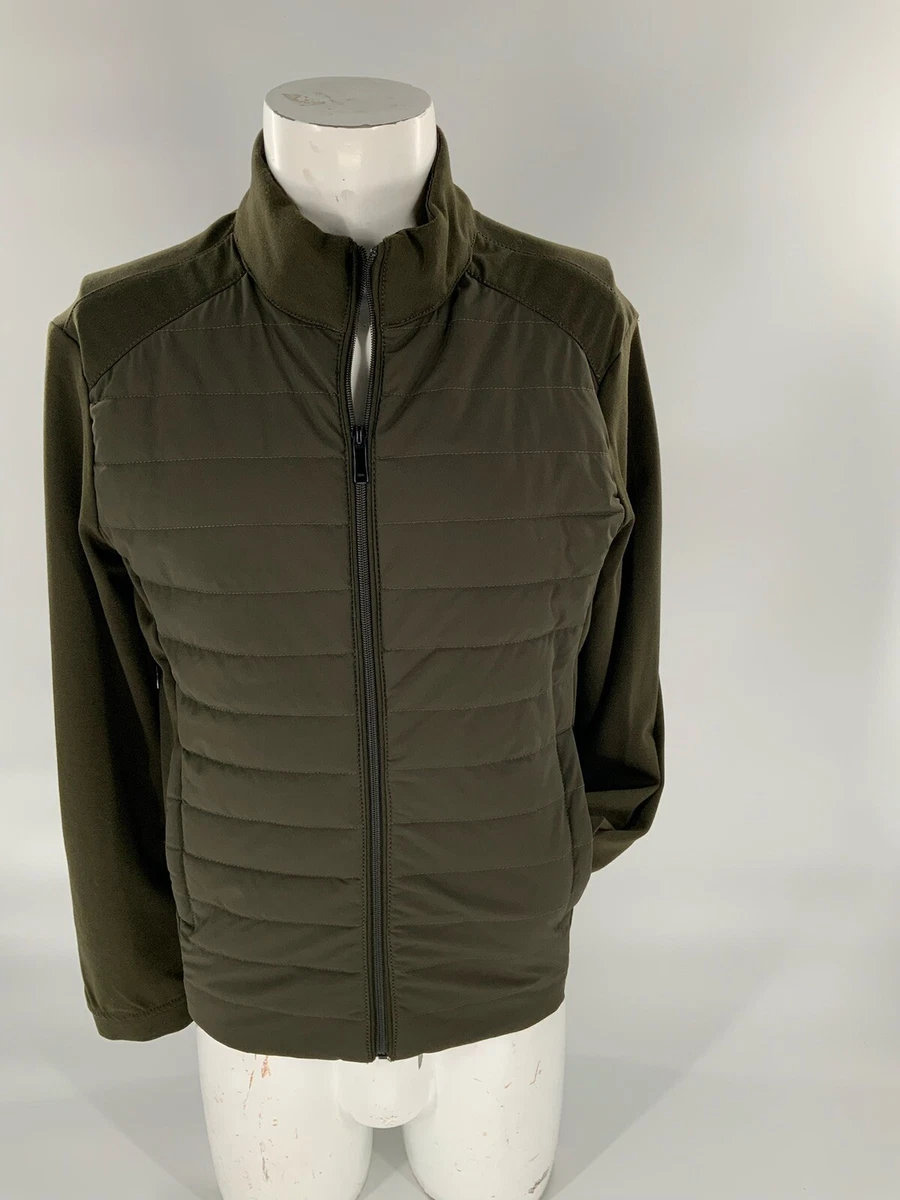 Zara Man Jacket Medium Green Poly Nylon Spandex Zip Mint YGI A2-62