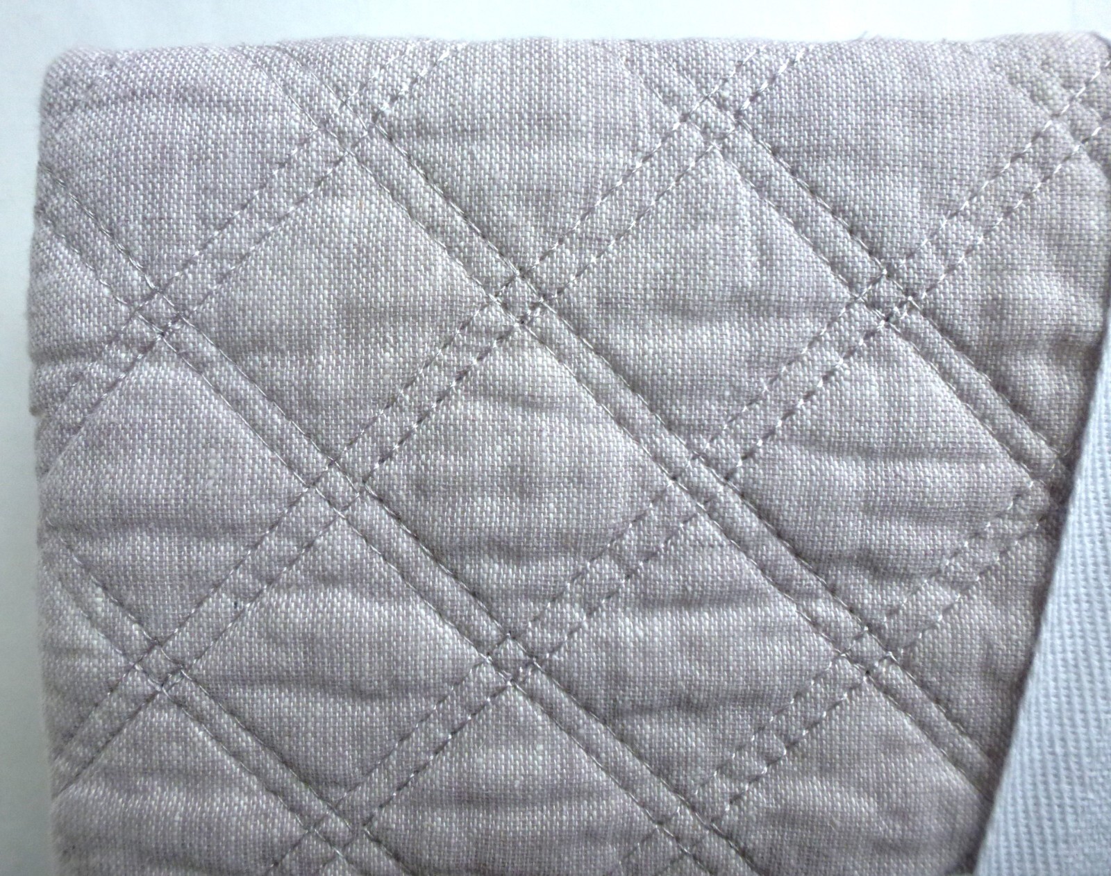 TAHARI Set of 2 Diamond Quilted EURO PILLOW SHAMS Oatmeal Linen Cotton