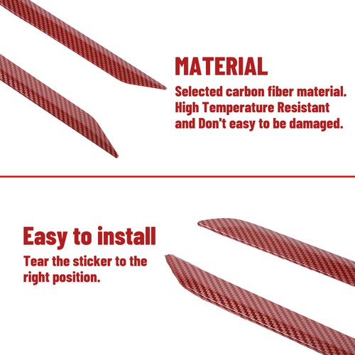 4 tiras de decoración de puertas interiores para Dodge Ram 1500 2018 + fibra roja de carbono - Imagen 6 de 7