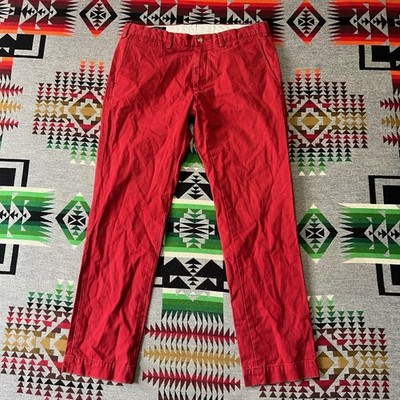 Polo Ralph Lauren Slim Fit Chino Pants Mens 34x32 Red Straight Leg C4