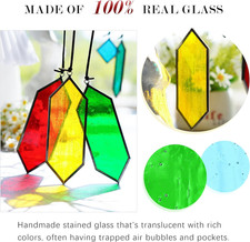 Set 7 Sun Catchers Stained Glass Decor Gift,Stained Glass Window Hanging Sunc...