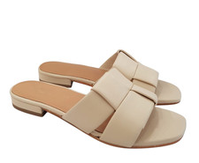 Sandali eleganti Parodi Sunshine pelle intrecciata beige tacco 2 cm SCONTO