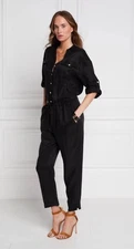 Holland Cooper Military Jumpsuit Christmas Party Romper  Gold Button Black Sz 8