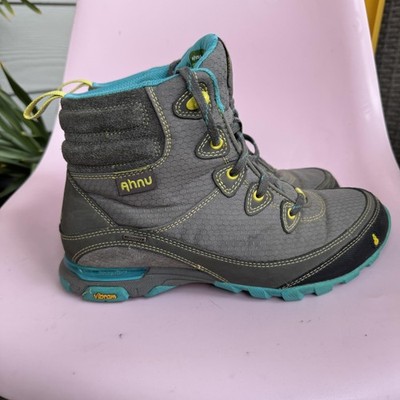 Ahnu Sugarpine Waterproof Hiking Boots Womens 6.5 Gray Blue Vibram