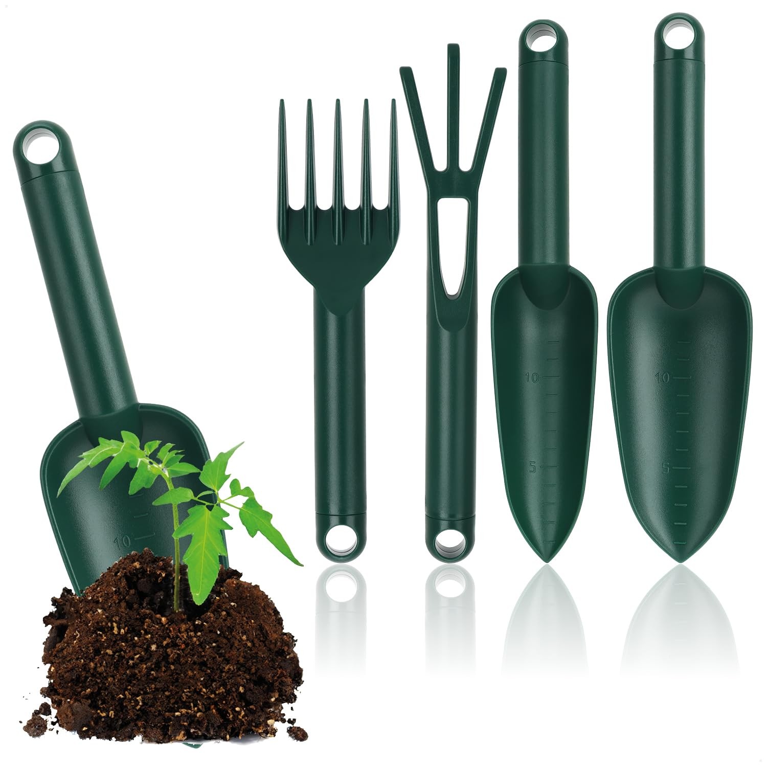 Kit jardinage 4 pièces en plastique robuste avec truelle large anthracite