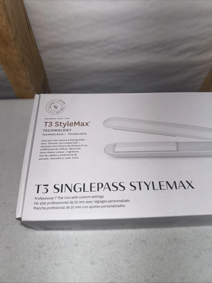 T3 StyleMax SINGLEPASS 9-Settings Professional 1" Flat Iron #77592 White NEW - Image 2 of 4
