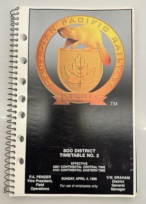 CPRS Soo Line district ETT No 2 4/4/1999 Canadian Pacific Railway