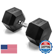 Cap Barbell 60 Lb Rubber Coated Hex Dumbbell Hand Weight - Single Chrome Handle