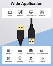 USB A to USB A Cable 6FT, USB 3.0 Type A to A Male Cable Double Sided USB Cord f