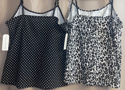 FRENCH LAUNDRY Black White Cheetah Print & Polka Dot Cami Camisole Tops Sz L NWT - Picture 4 of 16