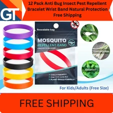12 Pack Anti Bug Insect Pest Repellent Bracelet Wrist Band Natural Protection