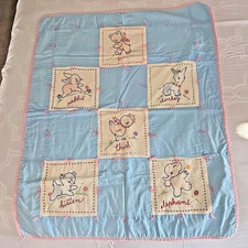 Vintage Patchwork Crib Quilt Baby Animals 50s/60s Country Cottage
