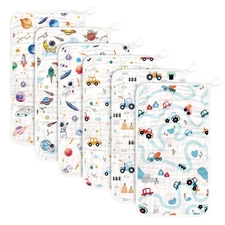 6 Pack 20x12 Muslin Baby Burp Cloths, 100 Cotton, 6 Layers, Soft Rags