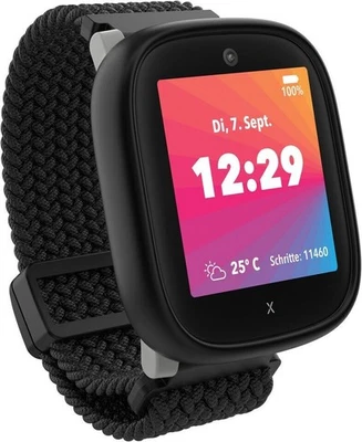 XPLORA X6 Play 2. Gen Schwarz – Kinder-Smartwatch mit Nano-SIM, GPS & Textilband