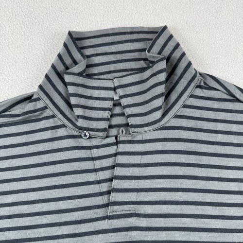 Armani Collezioni Wool Blend Polo Shirt Men’s L Striped Gray Slim FitOne Button - Picture 8 of 11