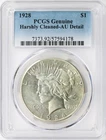 1928 $1 Peace Dollar PCGS AU Details Harshly Cleaned