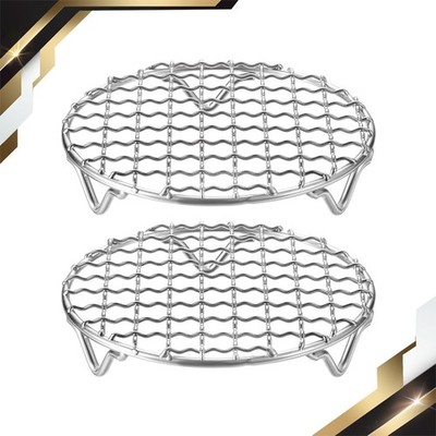 2 Set Stainless Steel Round Cooking Rack 5-inch Barbecue Grill Net