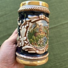 Liechtenstein Beer Stein Hand Painted Vintage West Germany Collectible Rare