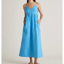NWT Quince Womens Organic Cotton Maxi Dress Medium Vacation Coastal Capsule