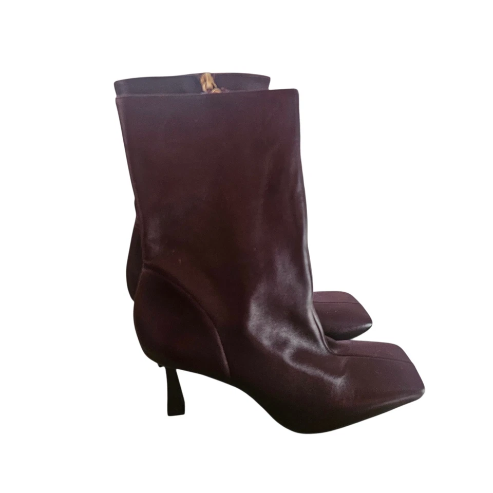 NUEVAS Botas Zara Mujer Cuero Borgoña Talla EU 42 US 11 Hechas en Marruecos Foto 4 de 4