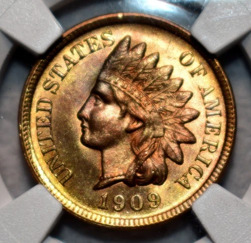 NGC MS-64 RB 1909-S Indian Head Cent, Cartwheeling, Predominantly Red, Key-Date!
