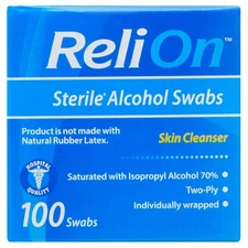 ReliOn Sterile Alcohol Swabs, 100 Count