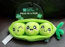 FuzzYard 10" Pea in a Pod Dog Toy w/ Squeaker in Each Pea/Ball, 3 Squeakers New