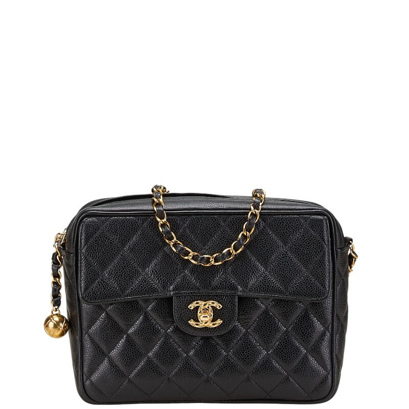Chanel Matelasse Coco Mark Chain Shoulder Bag in Black