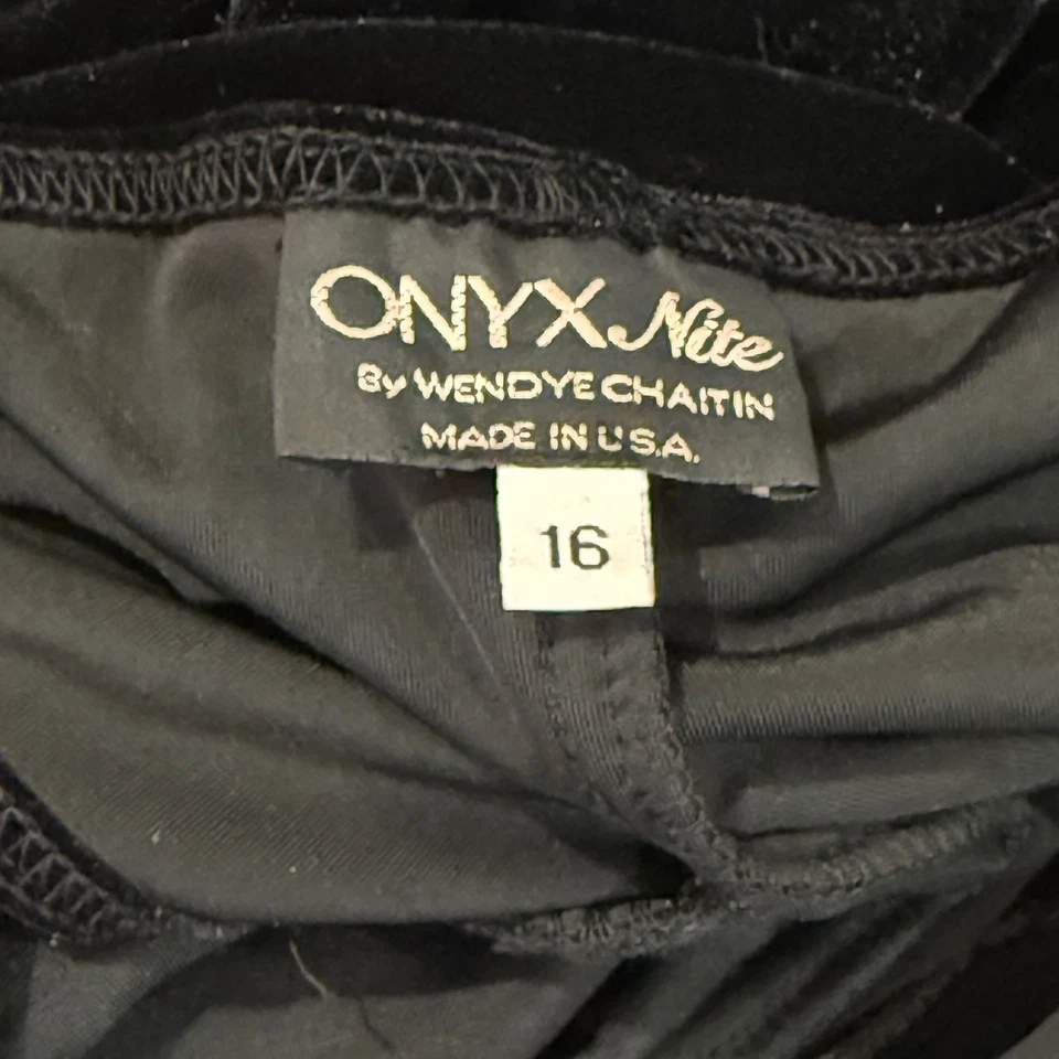 Vtg Y2K 90s Onyx Nite Velvet Dress Sz 16 sparkle whimsigoth witchy dark romance - Image 4 of 4