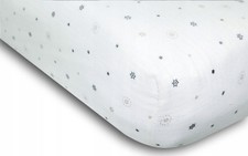 Lenzuolo con angoli in mussola 60x120x10 cm stelle bianche, 100% cotone