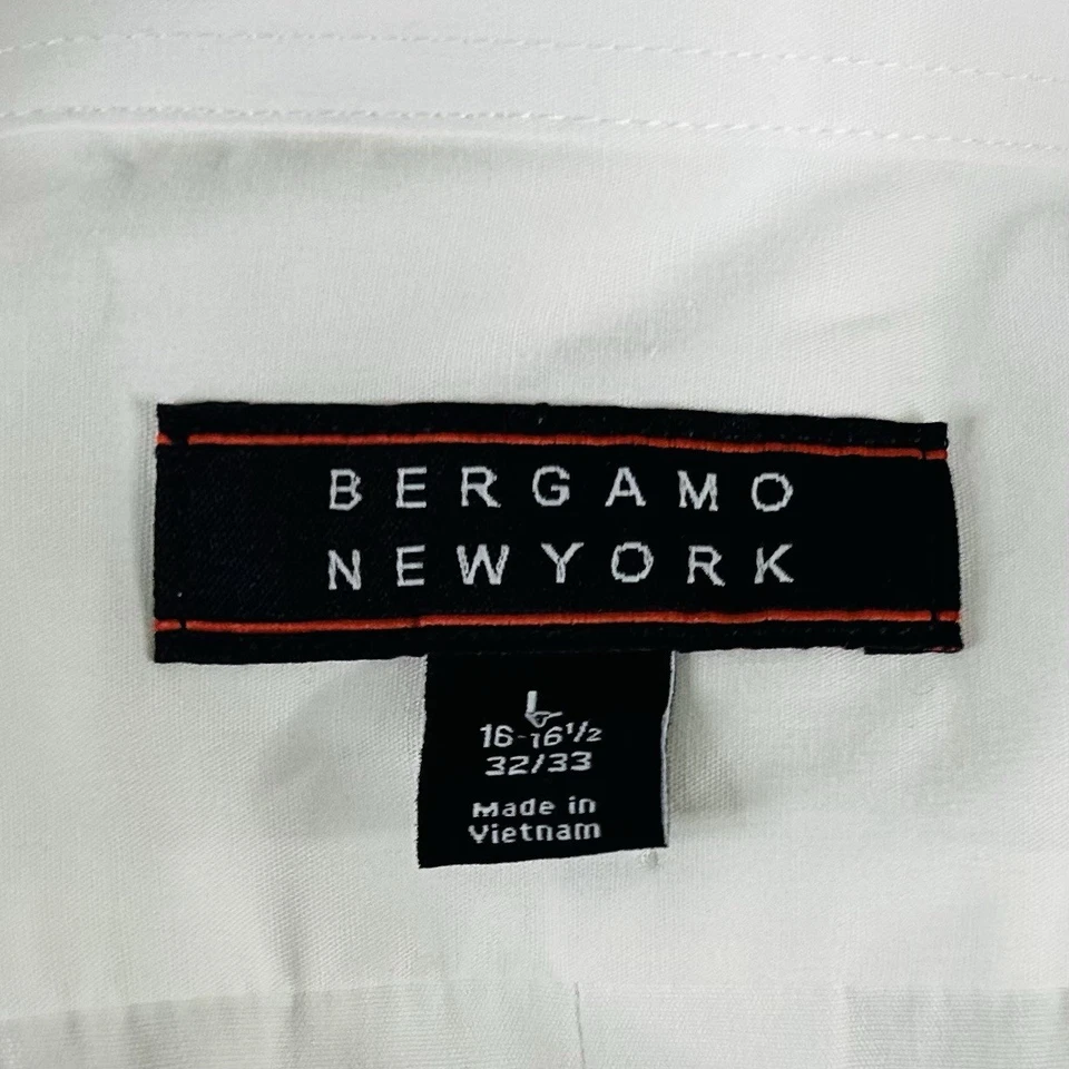 NUEVO CON ETIQUETAS Camisa de Vestir Bergamo New York 16 16.5 32/33 Ajustada Sin Arrugas Algodón Blanco Foto 3 de 4