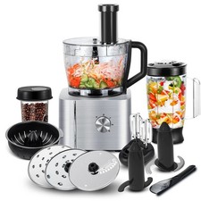 1100W Food Processor 3.2L+1.5L Mixer 11-in-1 Chopper Juicer Blender Shredder New