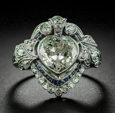 2Ct Heart Lab-Created Diamond Wedding Ring 14K White Gold Finish