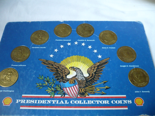 Shell Oil, Presidential Collector Coin Set, 8 Brass Coins 1992 - Picture 2 of 5
