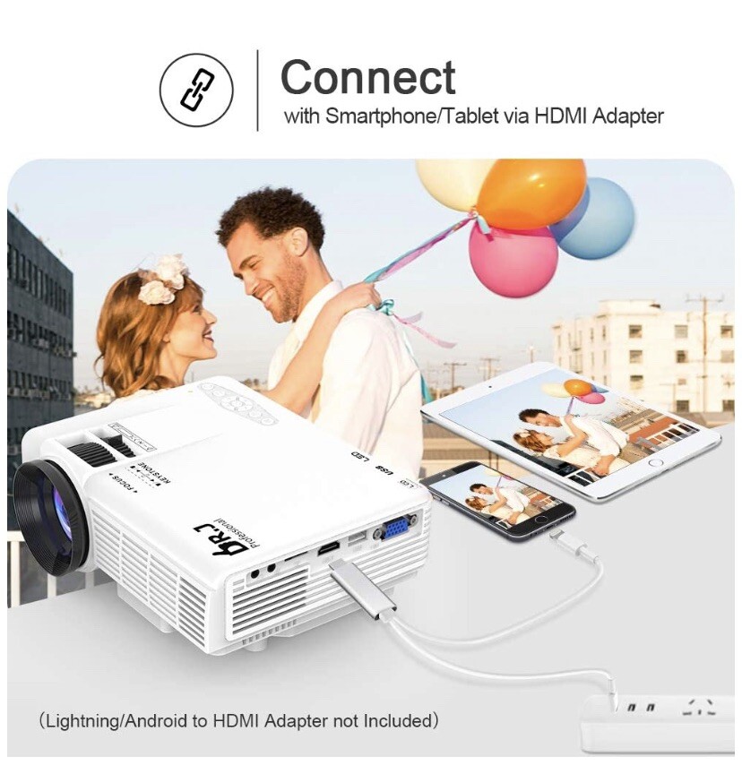 DR.J ミニプロジェクター 三脚付 ホームシアター ホワイトhi-04 箱無し DR. J Professional HI-04 Mini Outdoor Movie Projector Bundle & 100