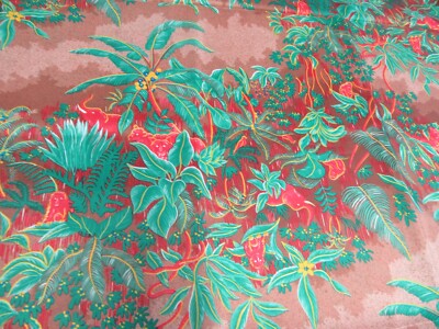 Funky Monkey Designer Tropical Palms/Hidden Animals Sheer Silky Fabric 30'' x 58''