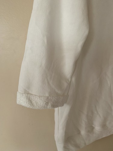 Allen Allen USA Women’s 3/4 Sleeves Cream Sweatshirt Top Size M NWOT - Picture 2 of 5