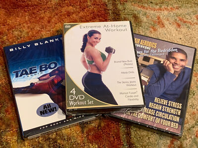 Exercise DVD Bundle: Chair Aerobics, Extreme At Home Workout, Tae Bo