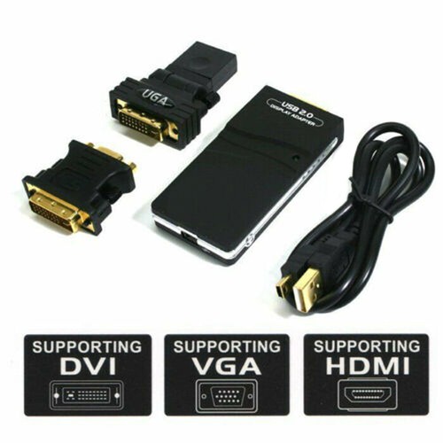 USB 2.0 to DVI HDMI VGA Multi Monitor DISPLAY Graphics Adapter Converter Win10 - Picture 7 of 8