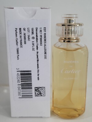 Cartier Rivieres Allegresse Eau De Toilette 3.3oz / 100ml Exprtn 2027 Tester Box