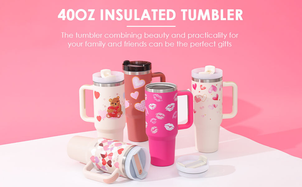 Insulated Stainless Steel Tumbler with Handle and Straw Spill Proof Vacuum Coffee Cup