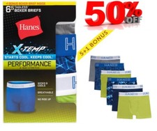 Hanes Boys' X-Temp SIZE 6-7 Stretch Underwear Boxer Briefs, 5 1 Bonus Pack