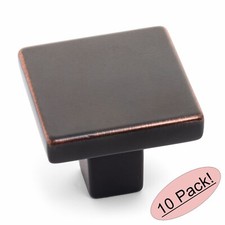  10 Pack Cosmas Cabinet Hardware Oil Rubbed Bronze Square Knobs 14899ORB