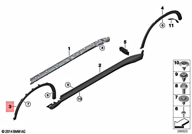 BMW OEM 15-18 X6 EXTERIOR TRIM-FENDER-Wheel Opening Molding Left 