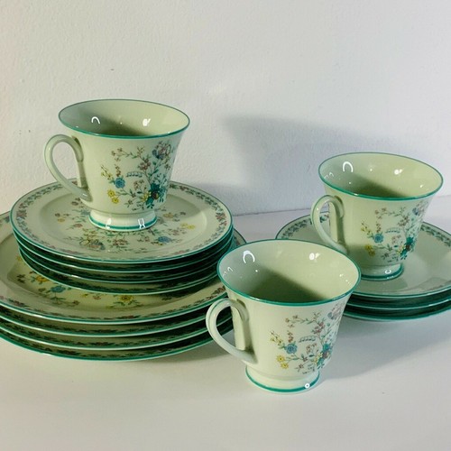 RETIRED Noritake BIRD OF PARADISE Tea Cup & Saucer 8223 W80 Green China Set - Picture 12 of 12
