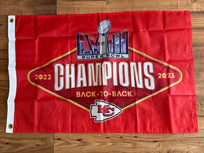 Kansas City Chiefs Back To Back 22 & 23 SuperBowl Champions Team Flag New
