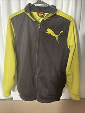 Puma Light Jacket  Boys Size Large  Black  Yellow  Full Zip Up  