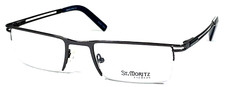 ST MORITZ  TRAVIS  NOS Dark Silver Matte Half Rim Eyeglasses Frame 51-20-140