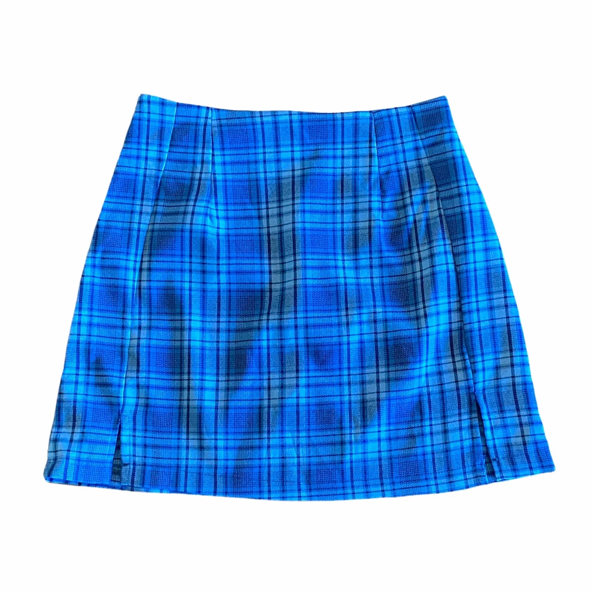 Shein Blue Plaid Mini Skirt Size Small eBay