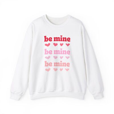 Be Mine Unisex Crewneck Sweatshirt, VDay, Love Season, Hearts,Gift, White, S-5XL